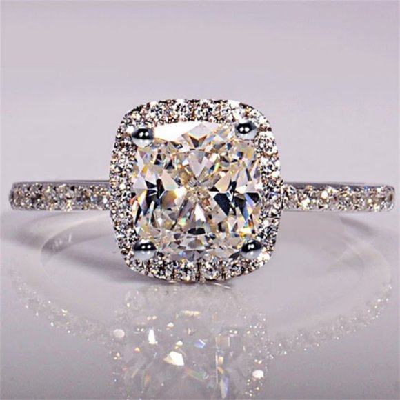 ✨ NEW 18k Gold 4ct Princess Halo Diamond Ring